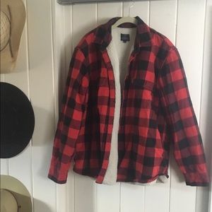 J Crew Buffalo Check Sherling Button Up Shacket